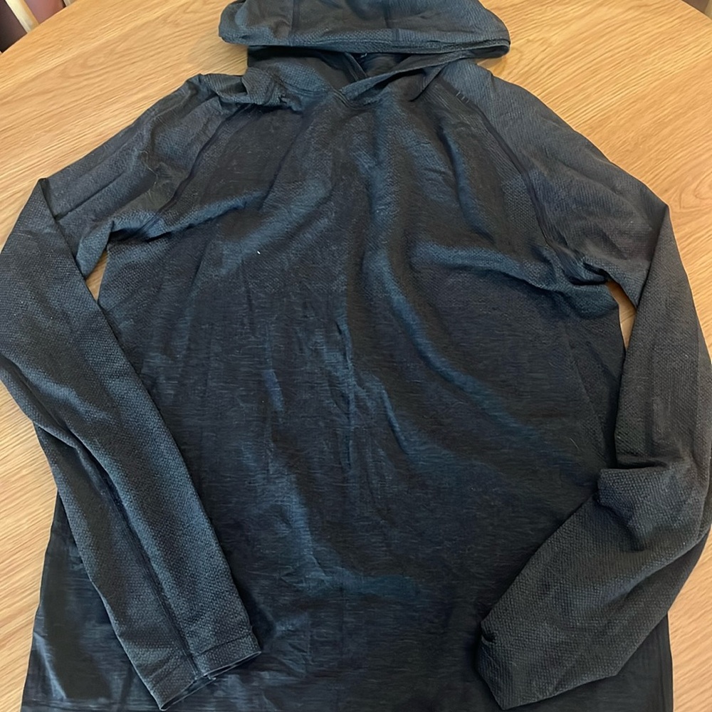 Metal vent tech hoodie. Heathered black